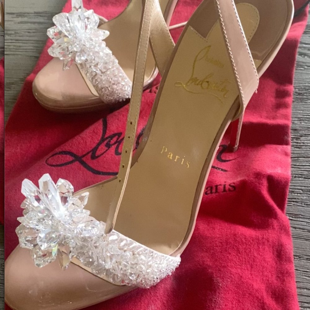 Stunning Christian Louboutin Nude Crystal Heals